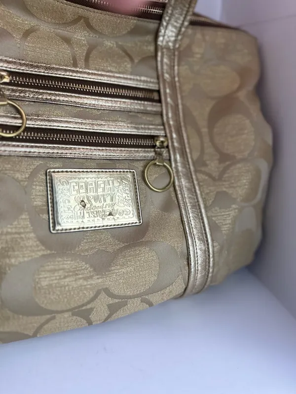 Coach Poppy Op Art Glam Tote Gold Metallic Ja Handbag - Image 17