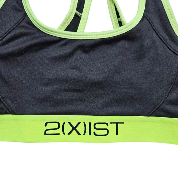 2XIST Micro Cross-Back Sports Bra Womens Small Black Green Sportswear - Image 2