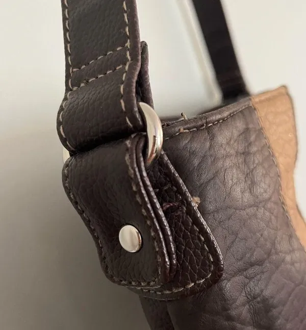 Genuine Leather Patchwork shoulder bag. A standout stunner! Brown - Image 5