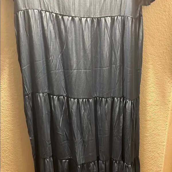 Casual Blue Tiered Maxi Sundress Size L - Image 5