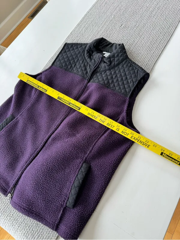 Vintage Croft & Barrow Purple and Black Quilted Fleece Vest Sz XL Petite - Image 6