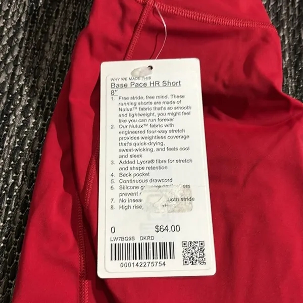 Lululemon NEW Base Pace High Rise Short 8" Dark Red Nulux Size 0 - Image 3
