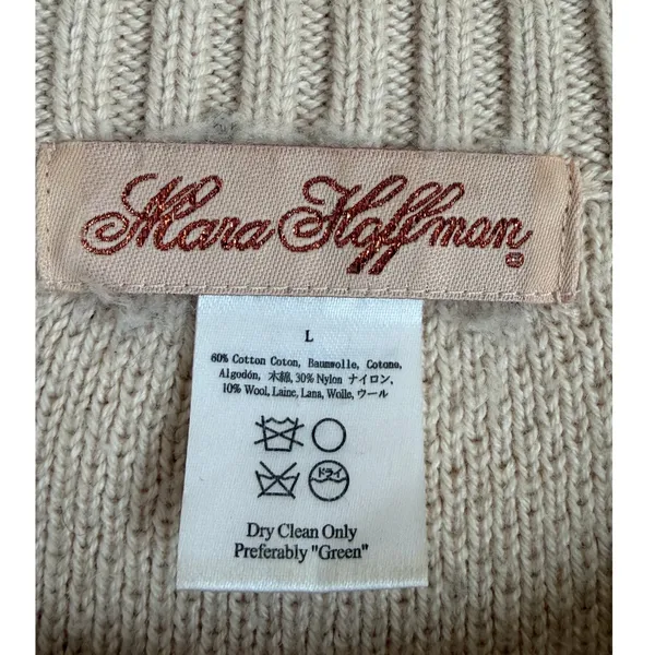 Mara Hoffman Sweater Women Large Cream Geometric Wool Cotton - Image 4