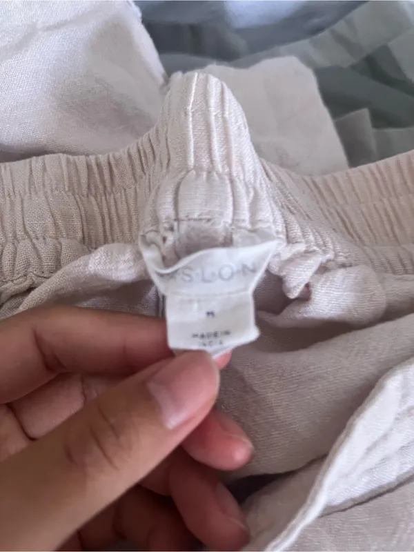 Beige Linen Blend Pull On Shorts Medium Euro Summer Coastal Resort Neutral - Image 6