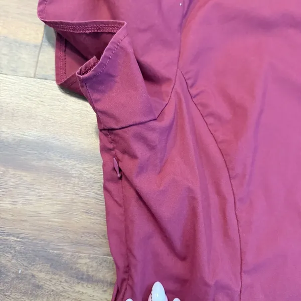 Jaanuu Womens Tulip Sleeve Zipper V-Neck Scrub Top Burgundy Wine Size L - Image 6