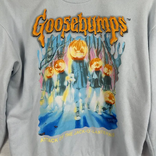 Goosebumps Attack of the Jack-O-Lanterns Sweatshirt Womens Small Blue Halloween‎ - Image 3