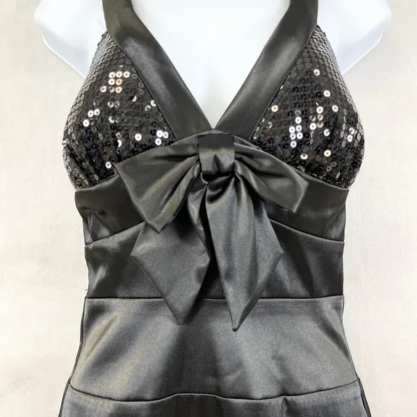 Zum Zum Sequin Satin‎ Mini Dress 1/2 Y2K Glam Party Night Out HoCo Cocktail Club - Image 5