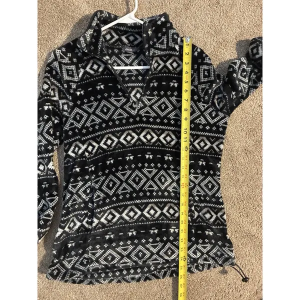 Eddie Bauer Women's Aztec 1/4 Zip Long Sleeve Fleece Pullover Size L Black - Image 6