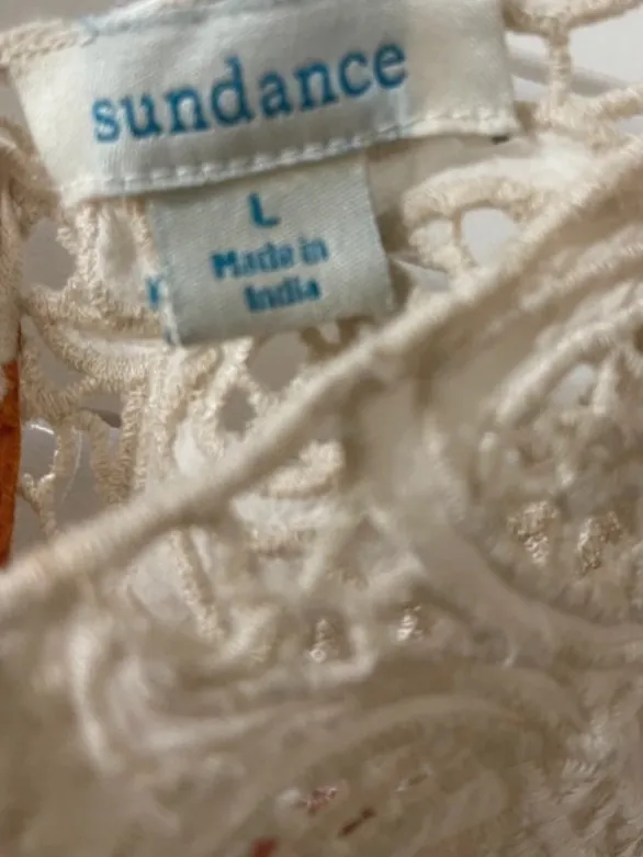 Sundance Cream Lace‎ Top Floral Summer Hippie Boho size Large - Image 3