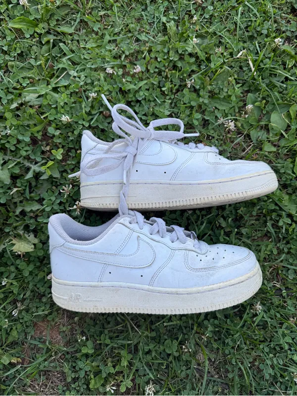 Nike Air Force 1 Low Triple White Leather Sneakers Women’s - Image 2