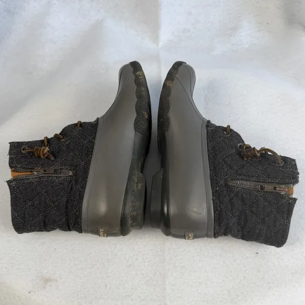 Sperry Top Sider Waterproof Rubber Duck Boots Quilted Wool Blend‎ Gray Women 6.5 - Image 6