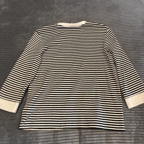 VTG Lauren Ralph Lauren Womens Medium Striped Top Black and Light Beige - Image 9