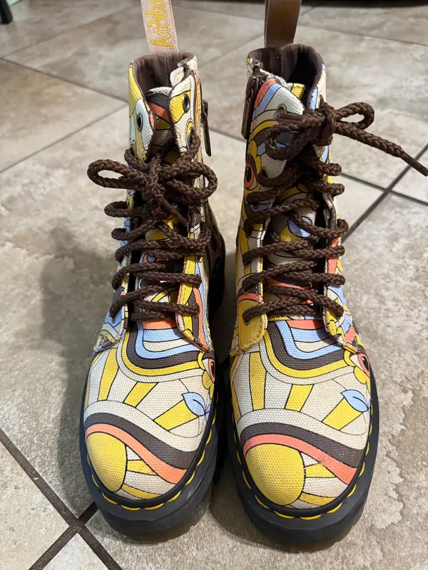 Dr. Martens Jadon Retro Ray Kemble Canvas Platform 8-Eye Boots - Image 2