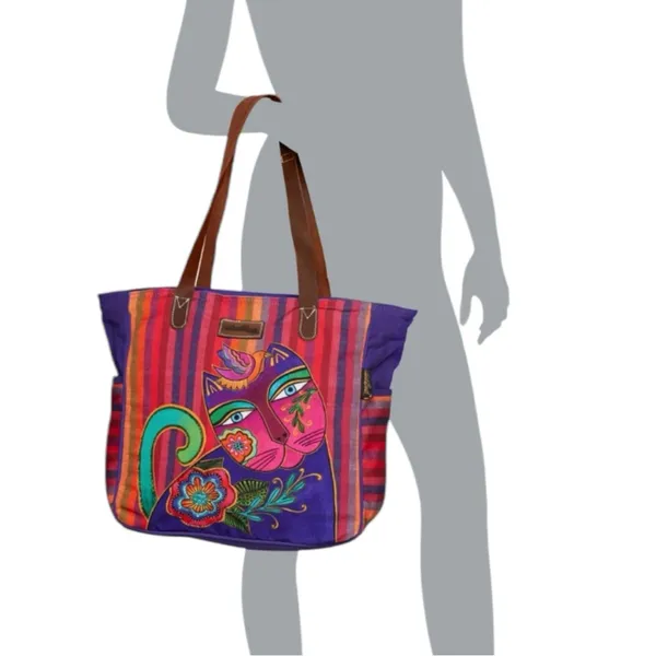 Laurel Burch Elena Shoulder Tote Bag Purple - Image 4