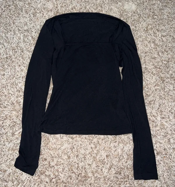 SheIn Black Square-Neck Long Sleeve Top - Image 3