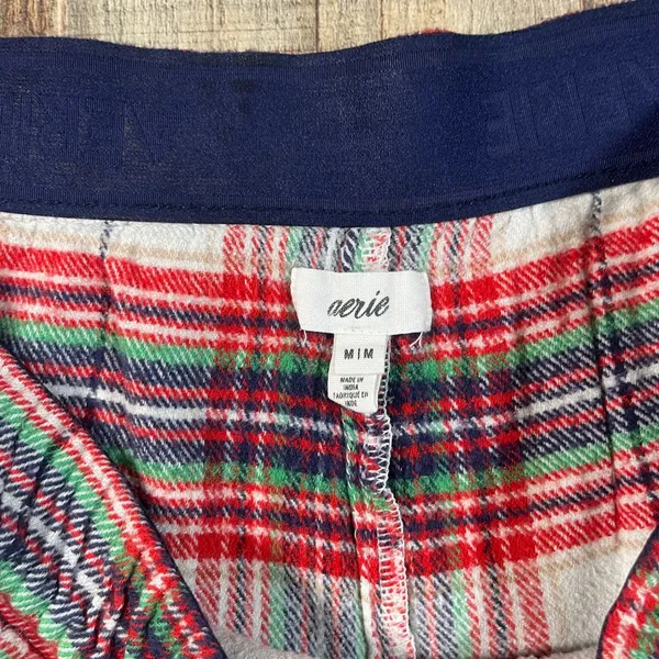 Aerie Red White Plaid Ruffle Hem Boxer Pajama Shorts Womens Medium - Image 3