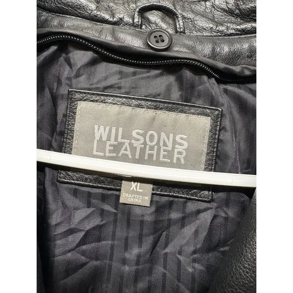 Wilsons Women's XL Black Leather Button Up Jacket Blazer Style Grunge 90s Y2K - Image 2