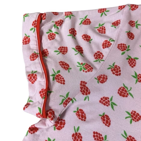 Kate Spade NY Strawberry Print Pajama Set 2 Piece Short Sleeve Pants Size L Pink - Image 7