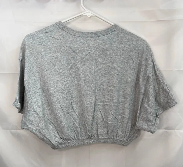 Aerie Offline women's light gray cropped elastic hem Crewcut loose top cotton XS - Image 6