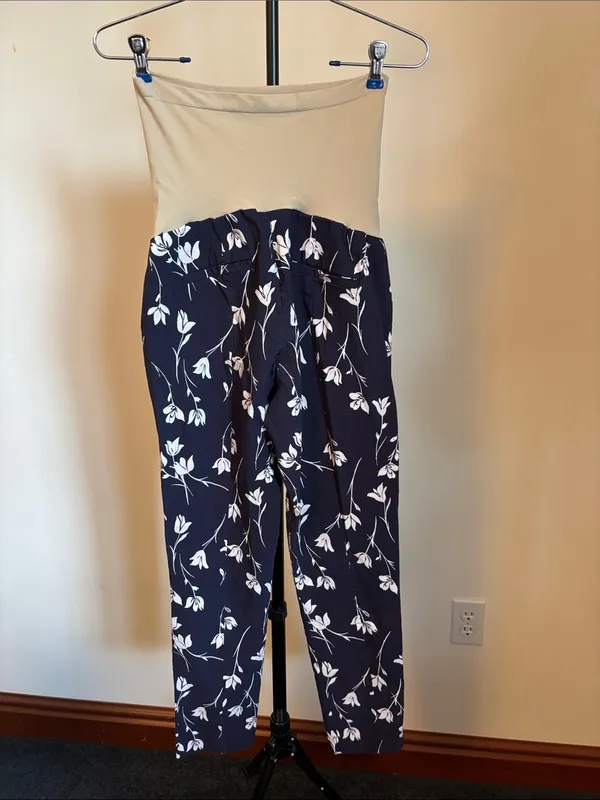 Motherhood Maternity Navy Floral pants with Cream Top - Image 3