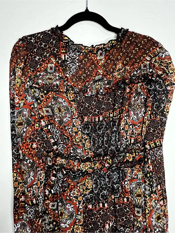 Miss Me Chiffon Patchwork Prairie Earth Tiered Ruffle Boho Cowgirl‎ Mini Dress - Image 10