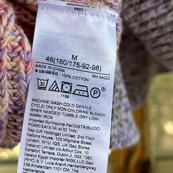 Gap Women's Marled Cotton Turtleneck Sweater Colorful Stripe Size M - Image 4