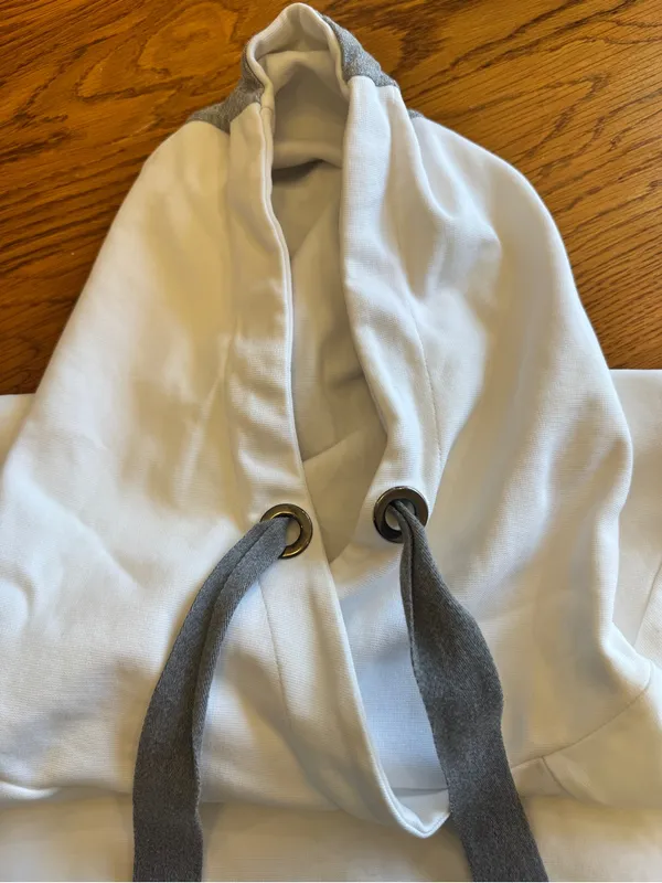 Eleventy Made In Italy hoodie white with gray trim‎ size small. Cotton. - Image 10