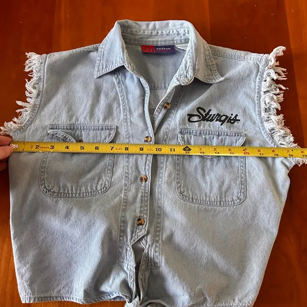 Sturgis Black Hills Rally 2011 graphic denim cut-off shirt/vest Large - Image 5