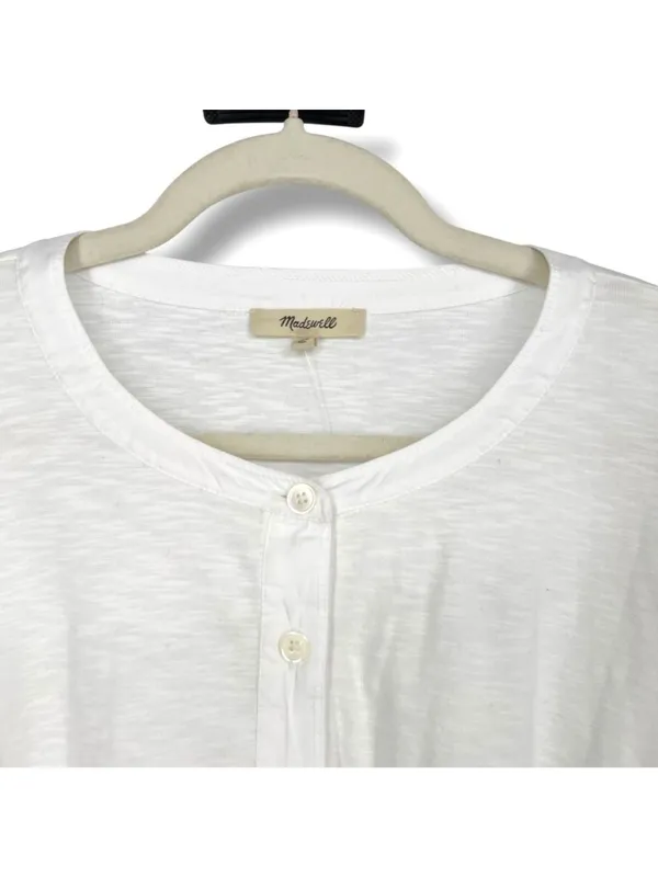 Madewell Bombay Minimalist Casual White Long Sleeve Henley Top Size XL NWT - Image 3