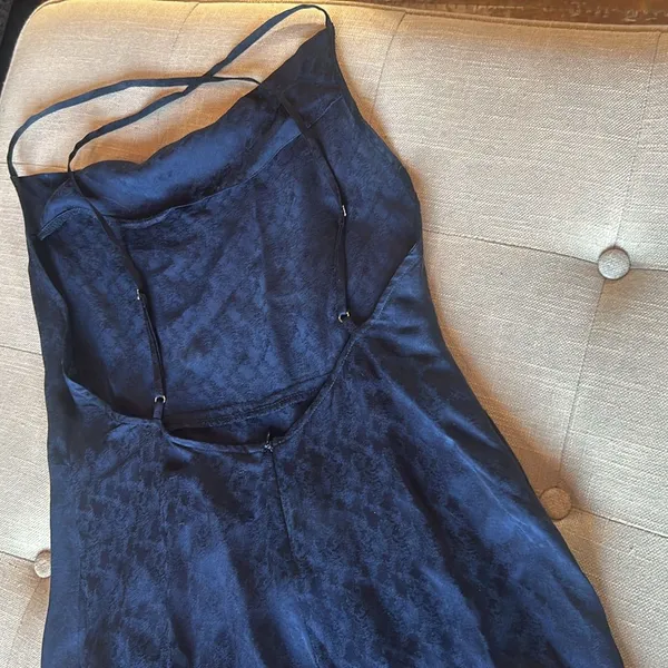 Reformation Navy Blue Imprinted Silk Maxi Dress Size‎ Small - Image 7