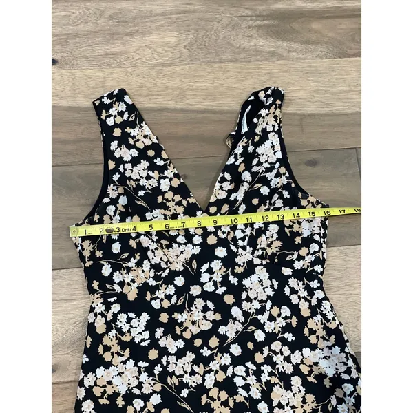Mittoshop Women Maxi Dress Floral Design Size S Black Tan and White - Image 5