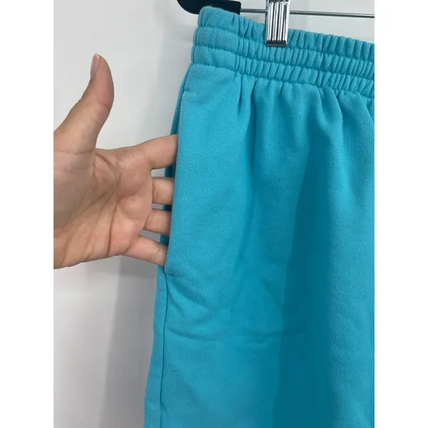 Champion XL Teal Aqua Fleece Shorts Elastic Waist Comfy Lounge Shorts Sweat Gym - Image 8