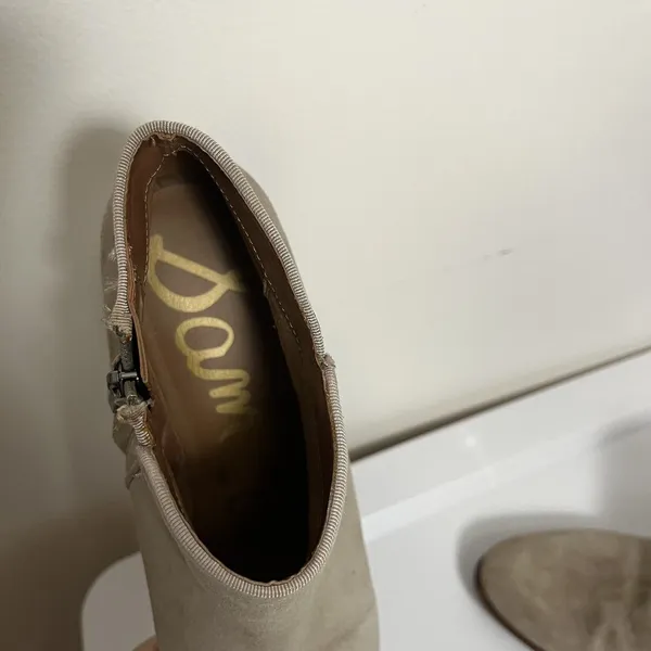 Sam‎ Edelman Womens Petty Putty Beige Suede Leather Zip Ankle Bootie sz 8.5 READ - Image 5