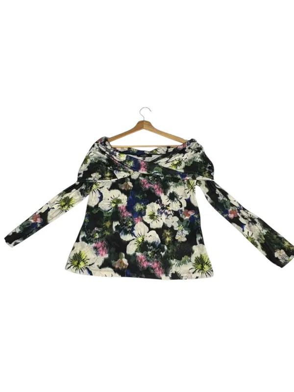 RACHEL Rachel Roy Floral Off Shoulder Top XL Twist Neck Long Sleeve - Image 5