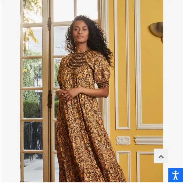 Saylor Kristin Large Leopard Print Tiered‎ Maxi Dress Cottagecore Prairie Boho - Image 3