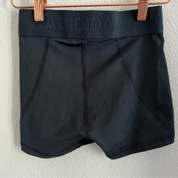 Adidas Alpha Skin Black Tights Shorts Spellout Waist Band XS - Image 4