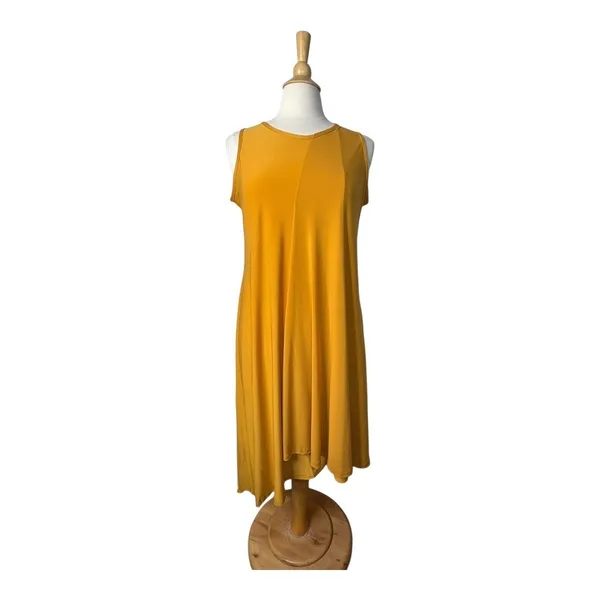 Antthony High Low Sleeveless Dress Womens Medium Mustard Yellow NWT Tank Style‎ - Image 2