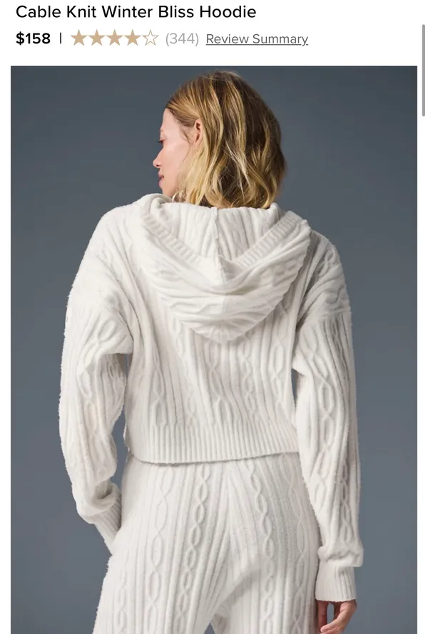 Alo Yoga Cable Knit Hoodie Winter Bliss - Image 3