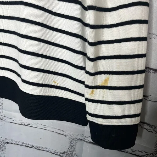 Lauren Ralph Lauren Striped Cowl Neck Sweater White & Black Sz L Cotton Knit Y2K - Image 9