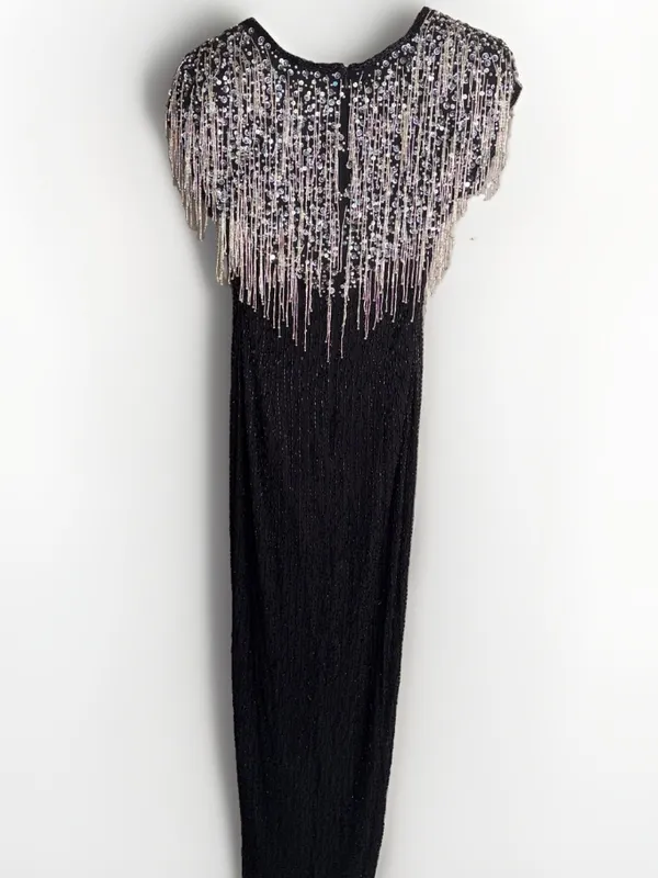 Alyce Designs Cascading Beads Formal Maxi Dress Gown 8 - Image 9