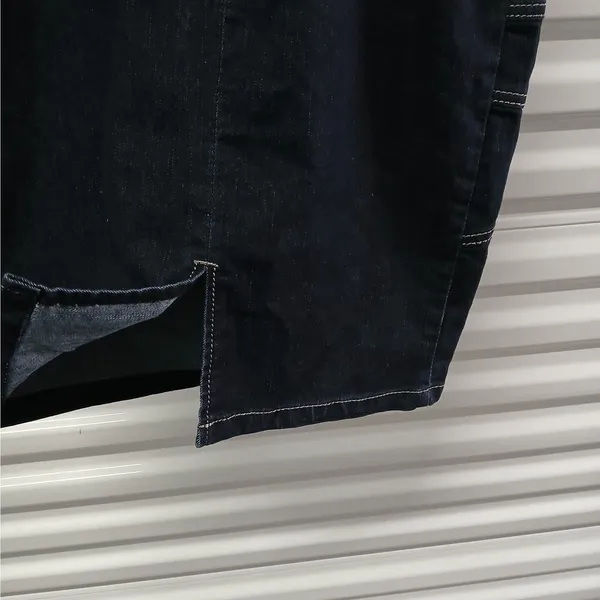 Boom Boom Jeans Denim Dress Womens Large Blue Sleeveless Dark Wash Casual Fitted - Image 4