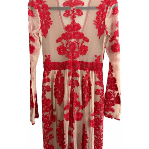 For Love‎ & Lemons Temecula Maxi Dress Red Floral Women's Size Medium - Image 6