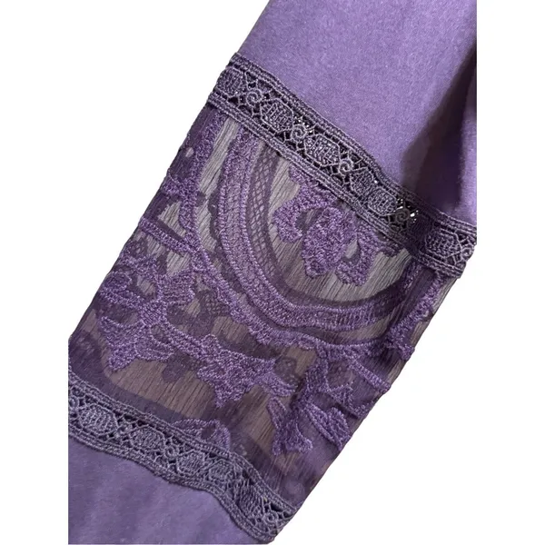 TINY by‎ Anthropologie Violet Lace Mixed Media Blouse Sz S - Image 10