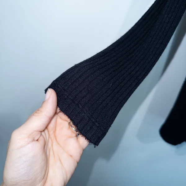 Free People We The Free Black Lovers Thermal Ribbed Split Back Sweater Medium - Image 4