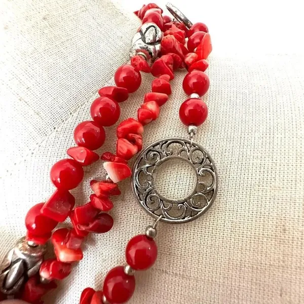 Premier Designs red coral multi strand necklace - Image 2