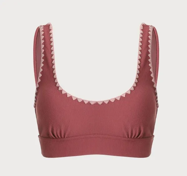 Berlook Contrast Stitch Longline Plus Size Bikini Set Pink - Image 4