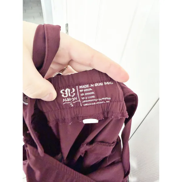 Albion Classic Overall Jumpsuit Burgundy Wine Adjustable Strap Jogger Tall - Image 8