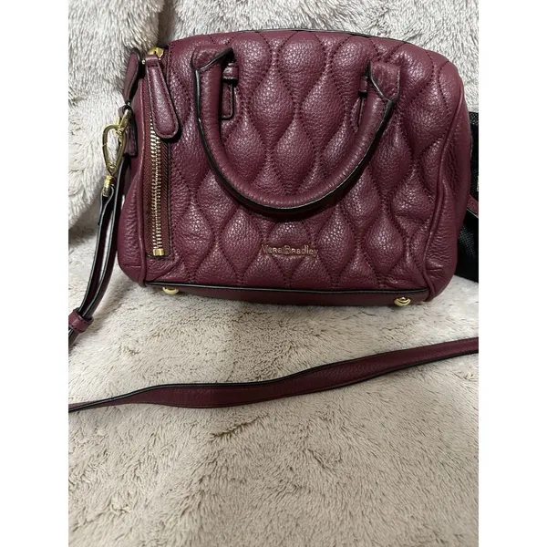 Vera Bradley Mini Crossbody Handbag "Marlo" Quilted Leather in Claret (wine) EUC - Image 3