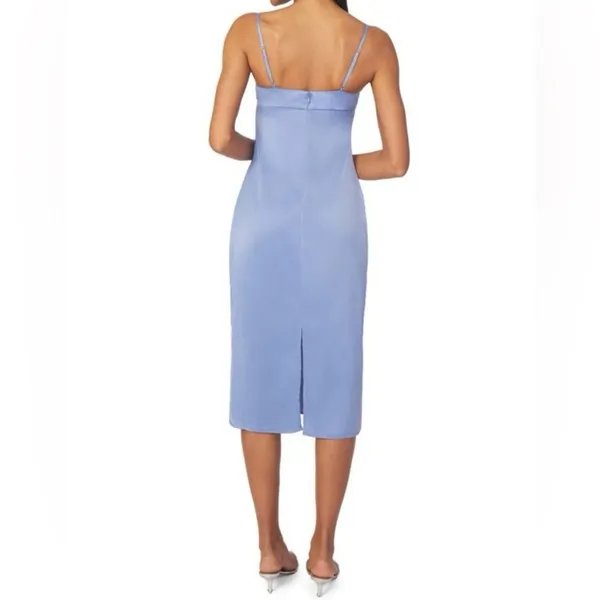 WEWOREWHAT Cowlneck Satin Midi Slip Dress Slate Blue Women’s Sz 2 - Image 4