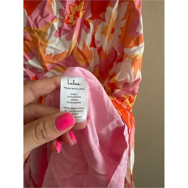 Lulus Ashlea Orange Floral Sweetheart Mini Dress Size Medium NWT Beach Feminine - Image 10